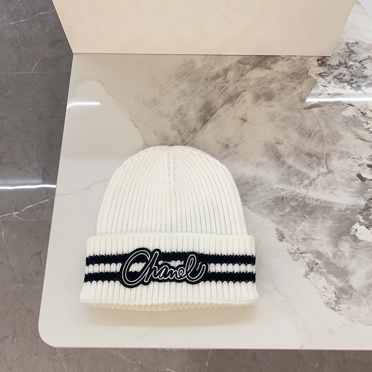 Chanel Knitted Cold Hat White Black Gray Brown (10) - newkick.app